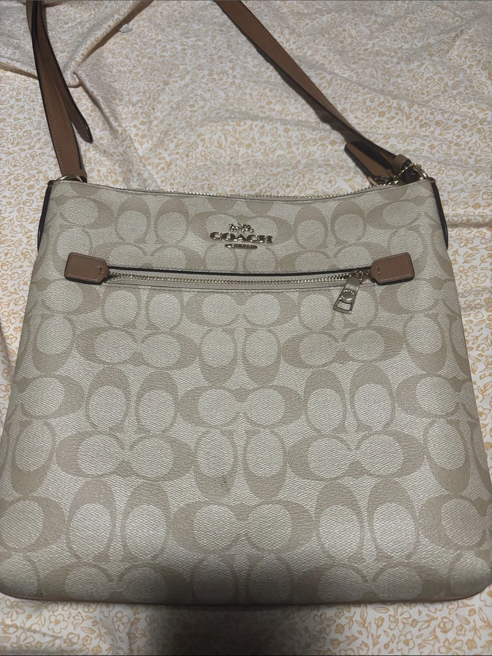 Coach Signature Canvas Crossbody in Neutral Beige and Tan